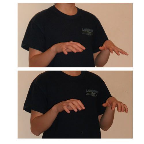 Połącz znak, jest podobny, jest podobny znaku, języka migowego, kciuk palec